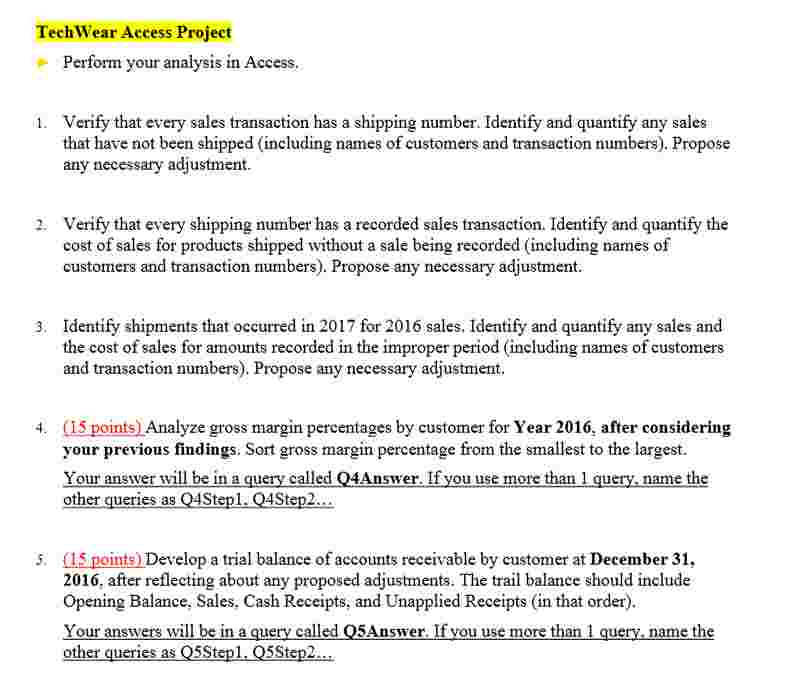 TechWear Access Project Perform your analysis in