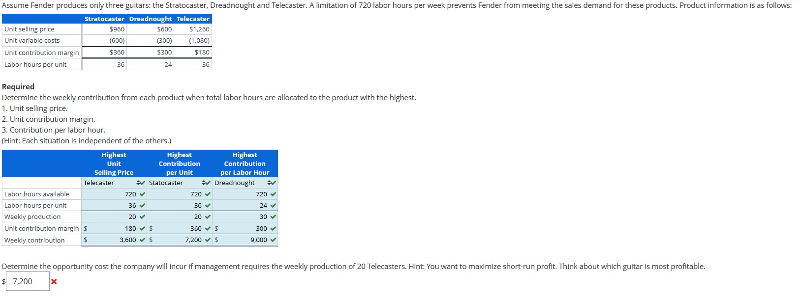 ONLY NEED OPPORTUNITY COST Required Determine the