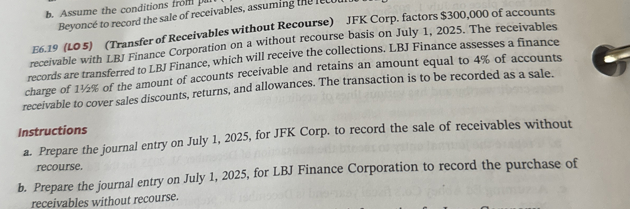 b . Assume the conditions from Beyonc to record