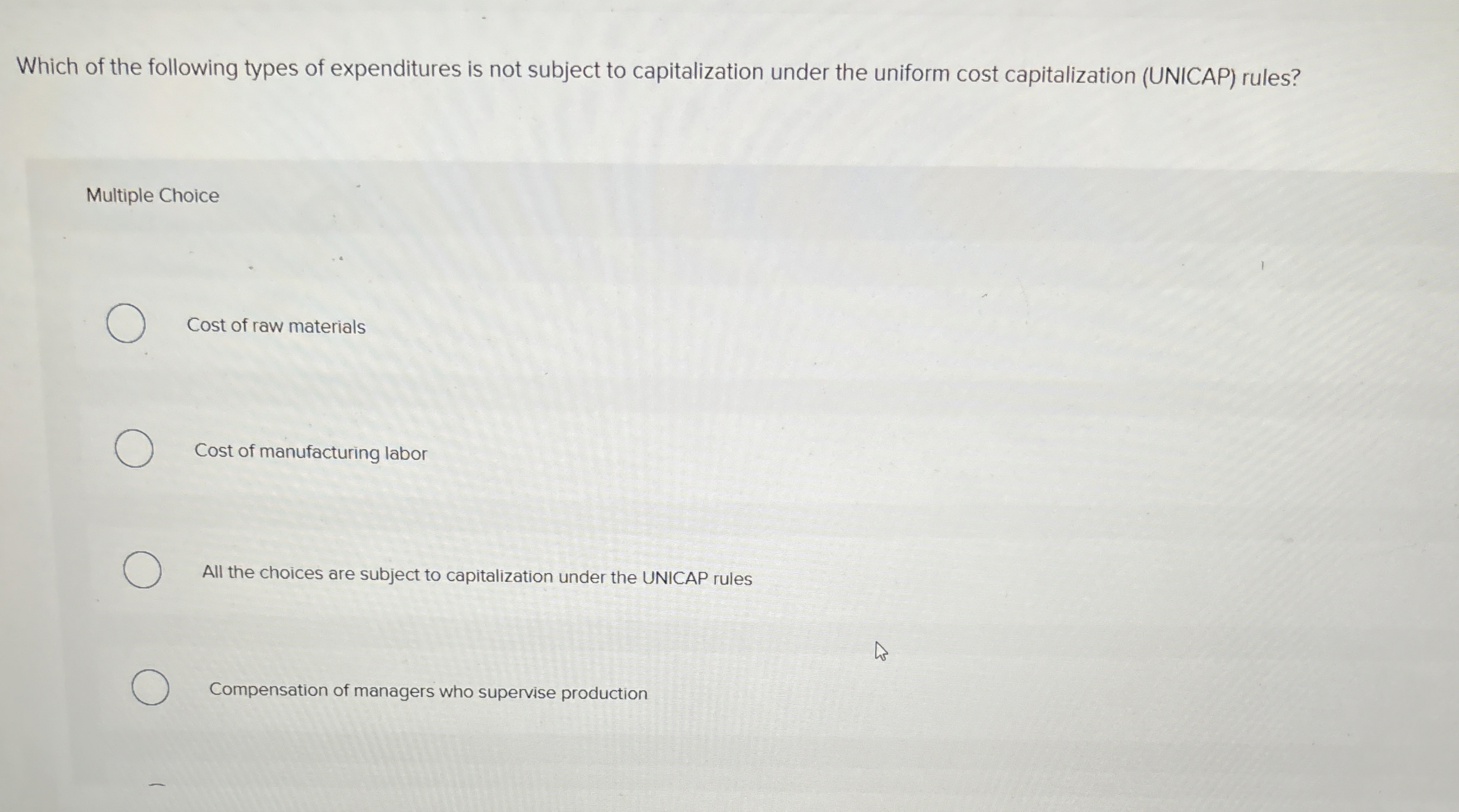 Which of the following types of expenditures is