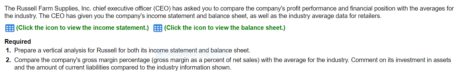 The Russell Farm Supplies, Inc. chief executive
