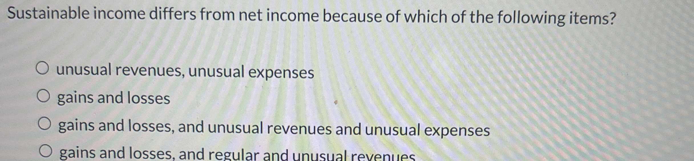 Sustainable income differs from net income