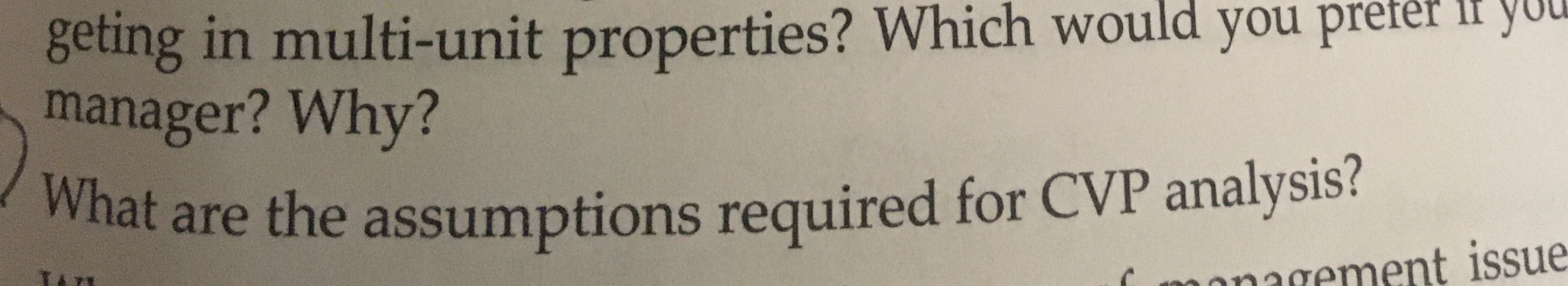 What are the assumptions required for CVP