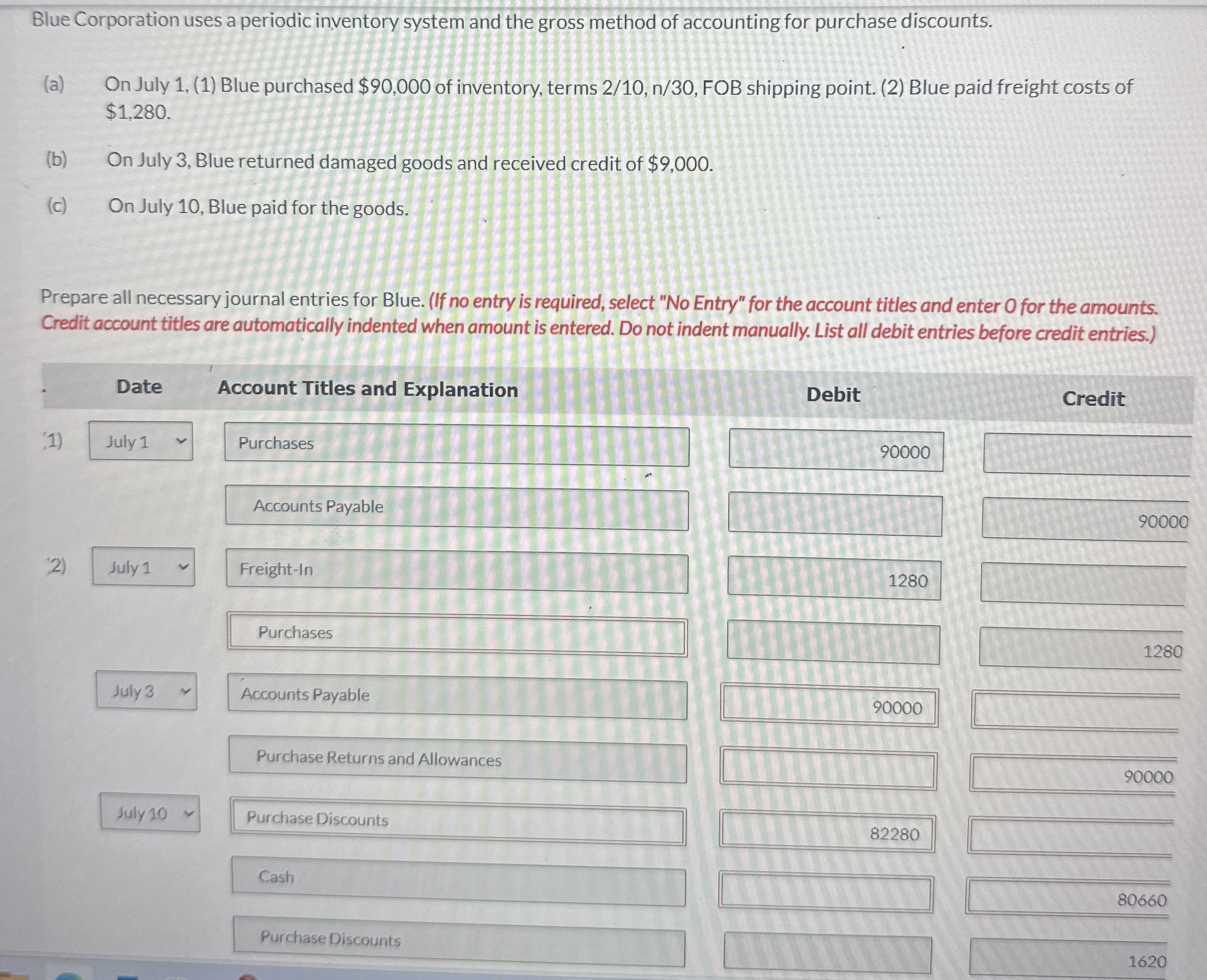 Blue Corporation uses a periodic inventory system