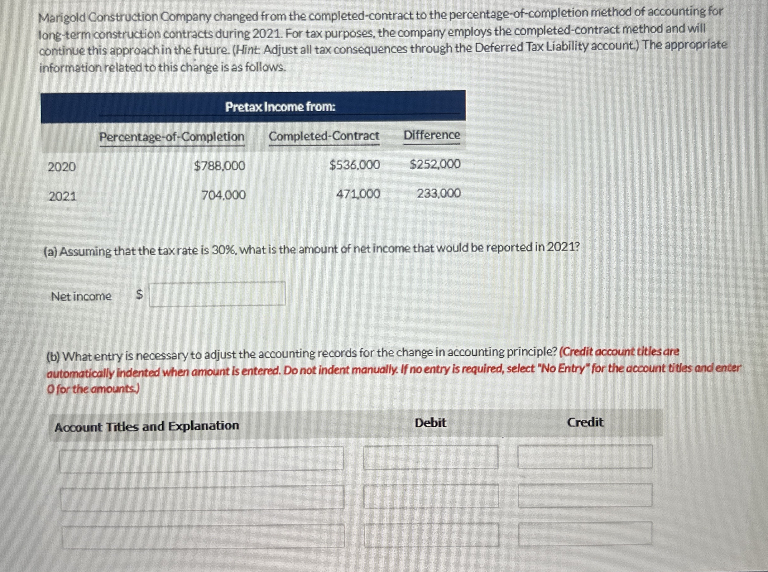 Marigold Construction Company changed from the