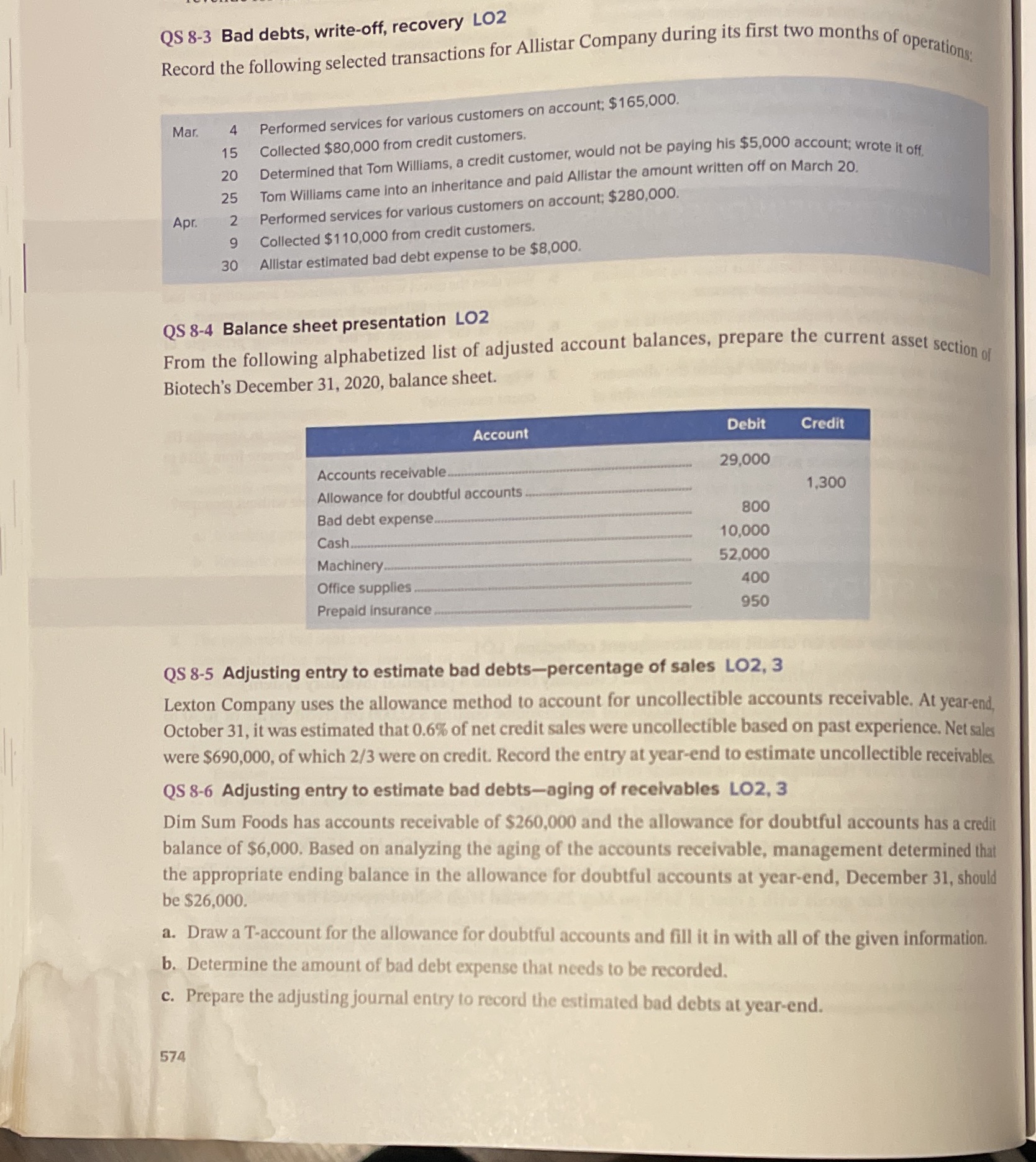 Can you help me understand quick study 8-3, 8-4,