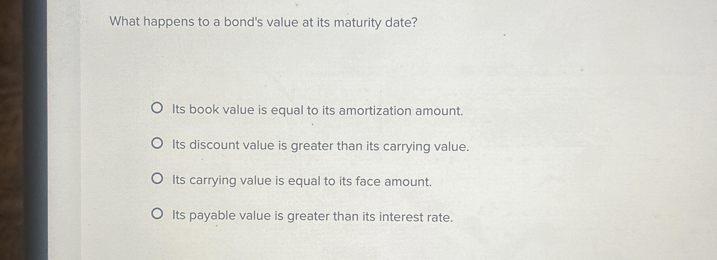 What happens to a bond's value at its maturity