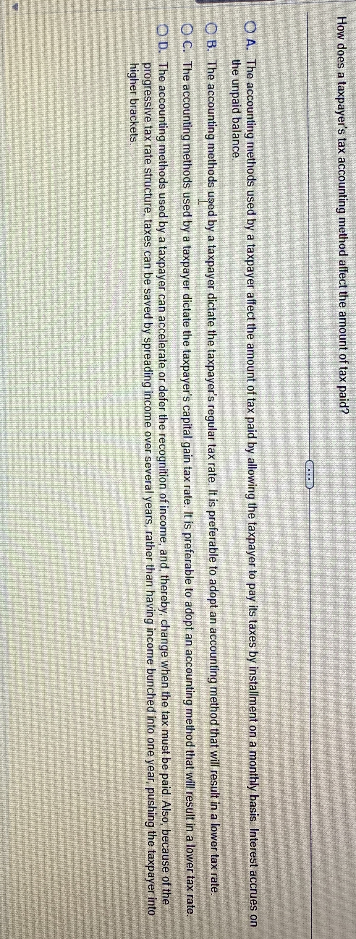 How does a taxpayer's tax accounting method