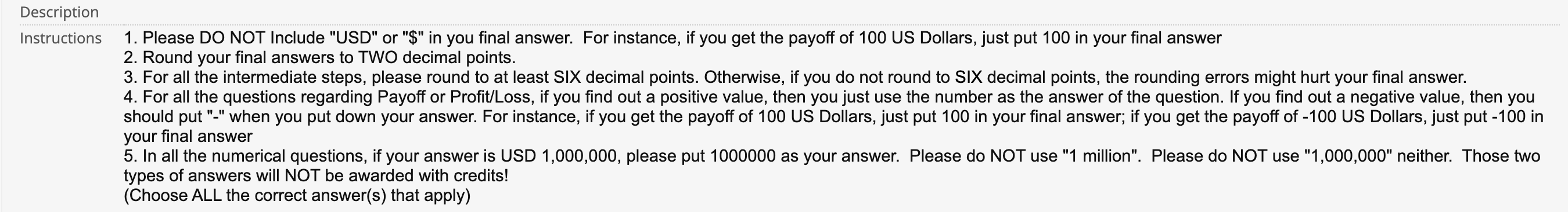 Description Instructions 1. Please DO NOT Include