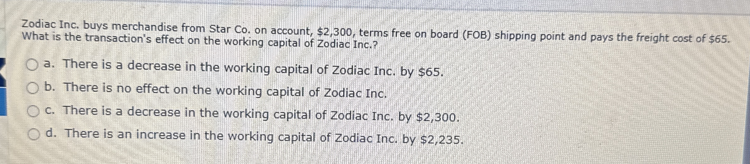 Zodiac Inc. buys merchandise from Star Co . on