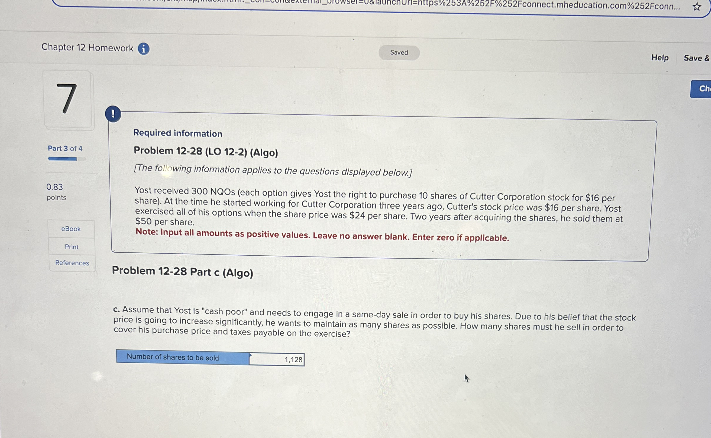Chapter 1 2 Homework i Help Save & Part 3 of 4