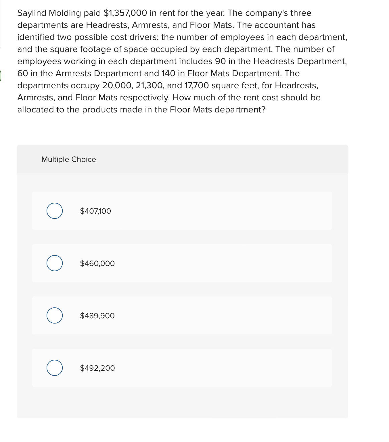 Saylind Molding paid $ 1 , 3 5 7 , 0 0 0 in rent