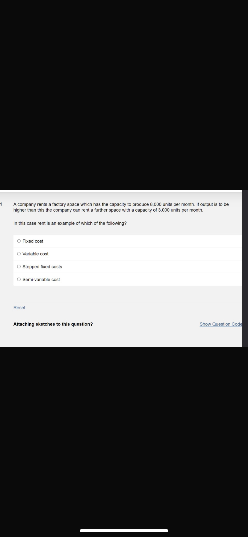 1 A company rents a factory space which has the