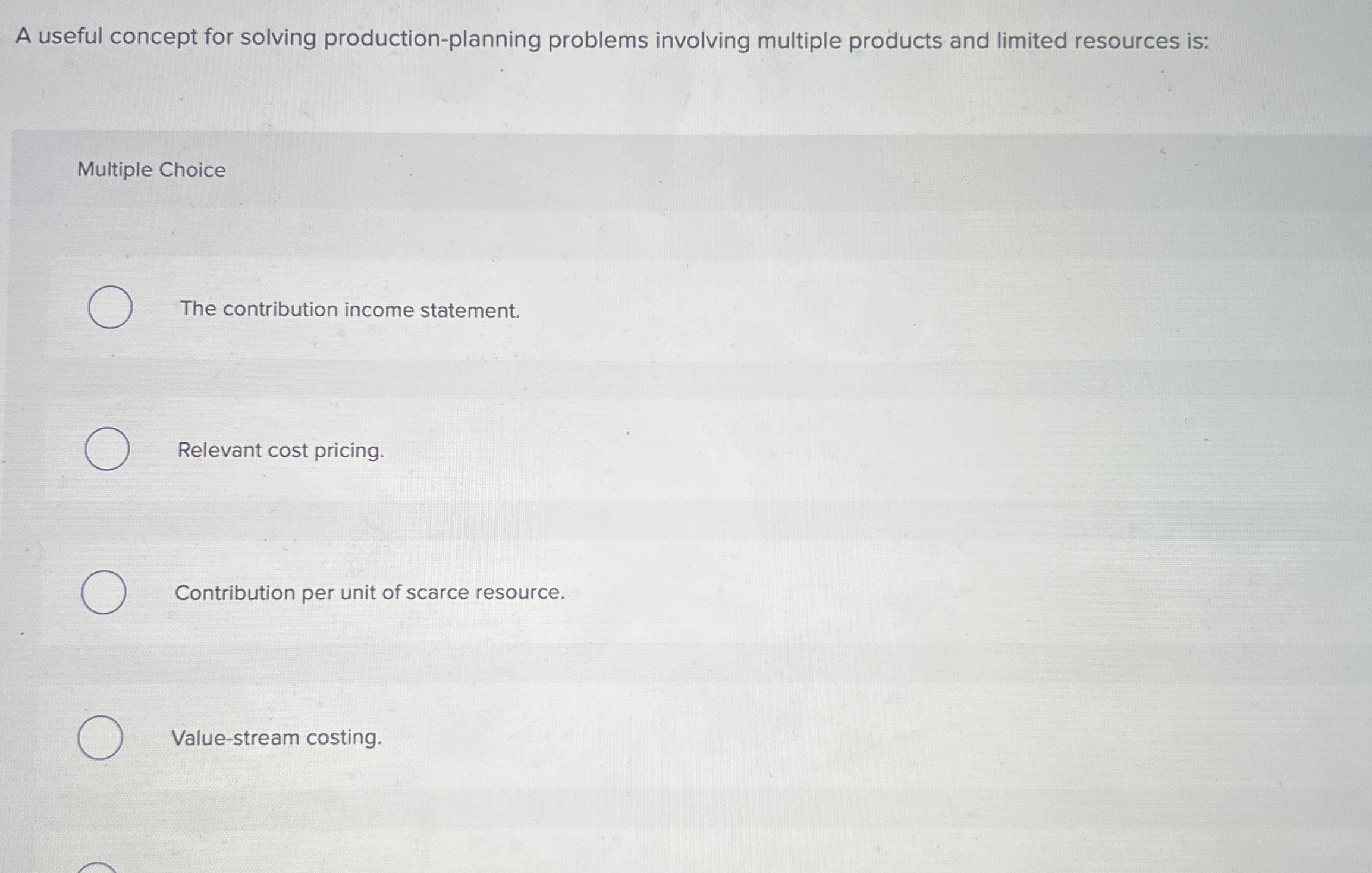 A useful concept for solving production -