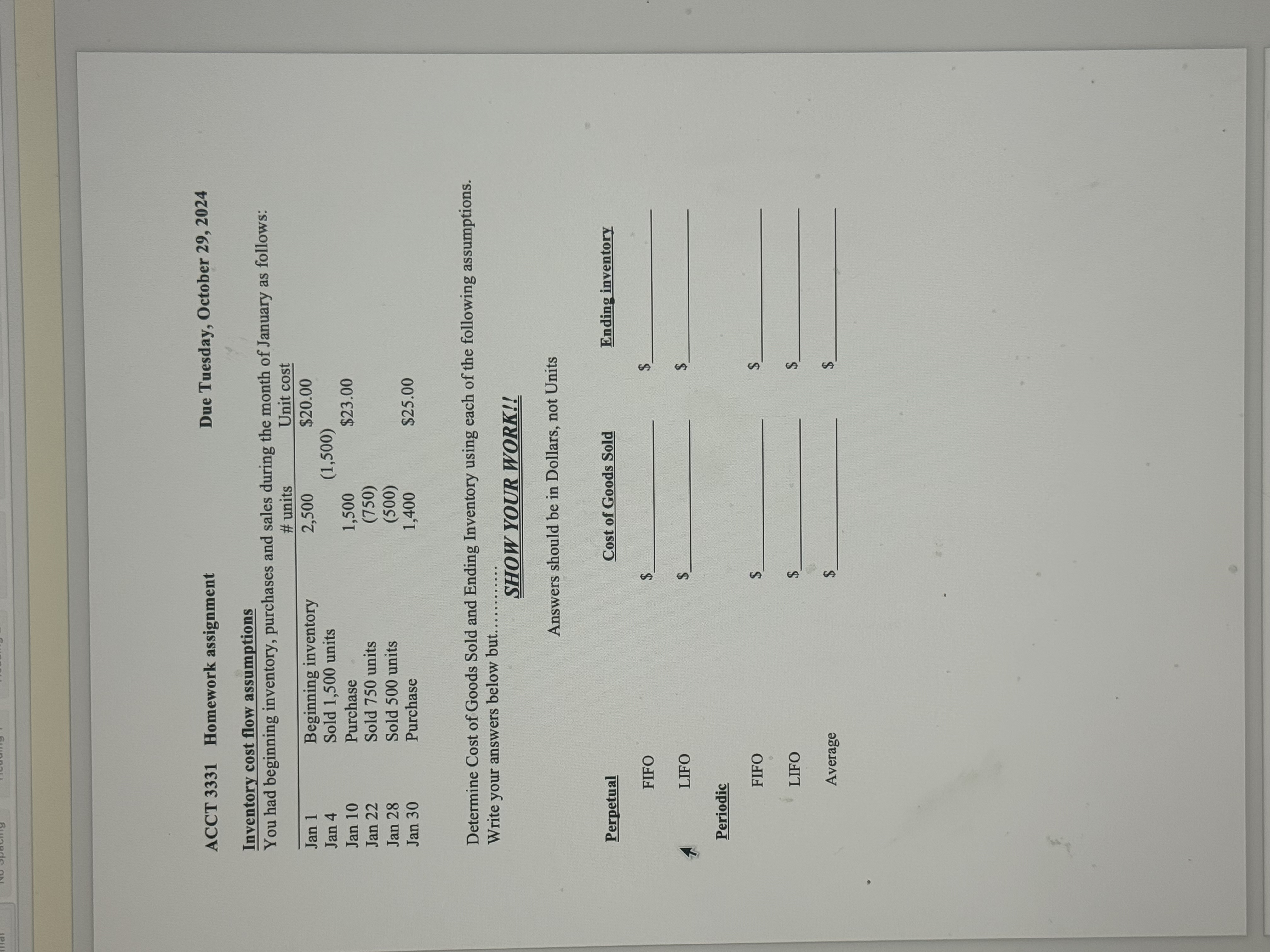 ACCT 3 3 3 1 Homework assignment Due Tuesday,