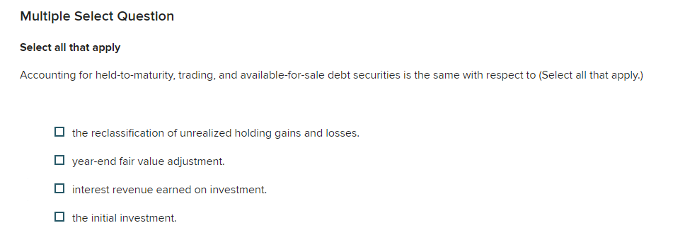 Multiple Select Question Select all that apply