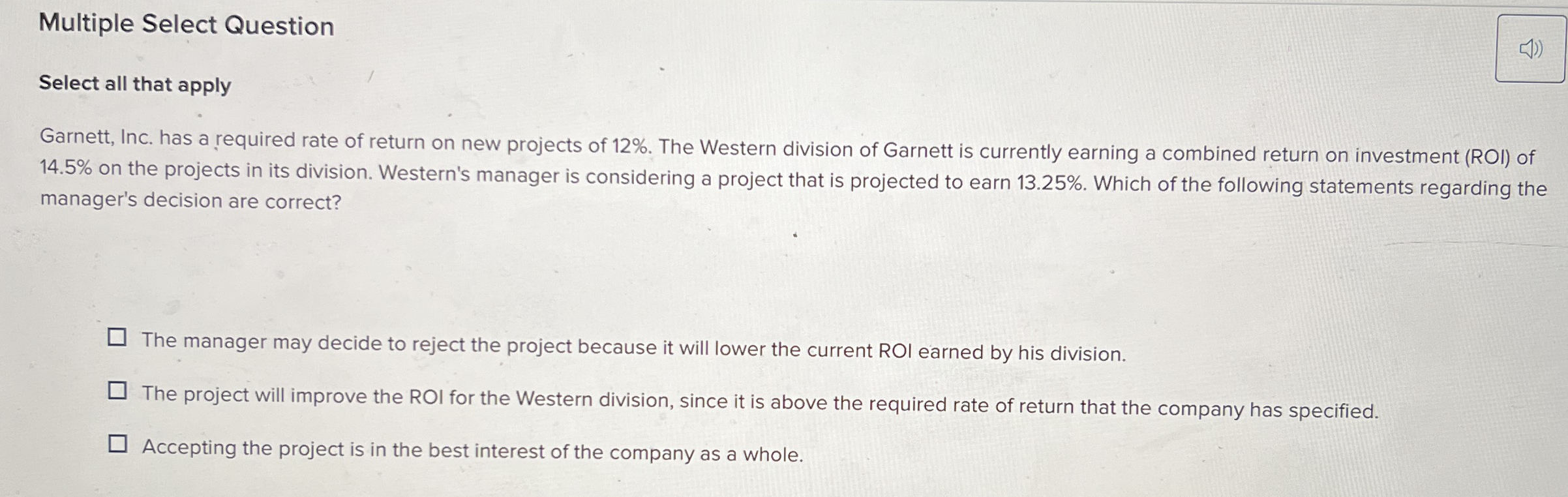 Multiple Select Question Select all that apply