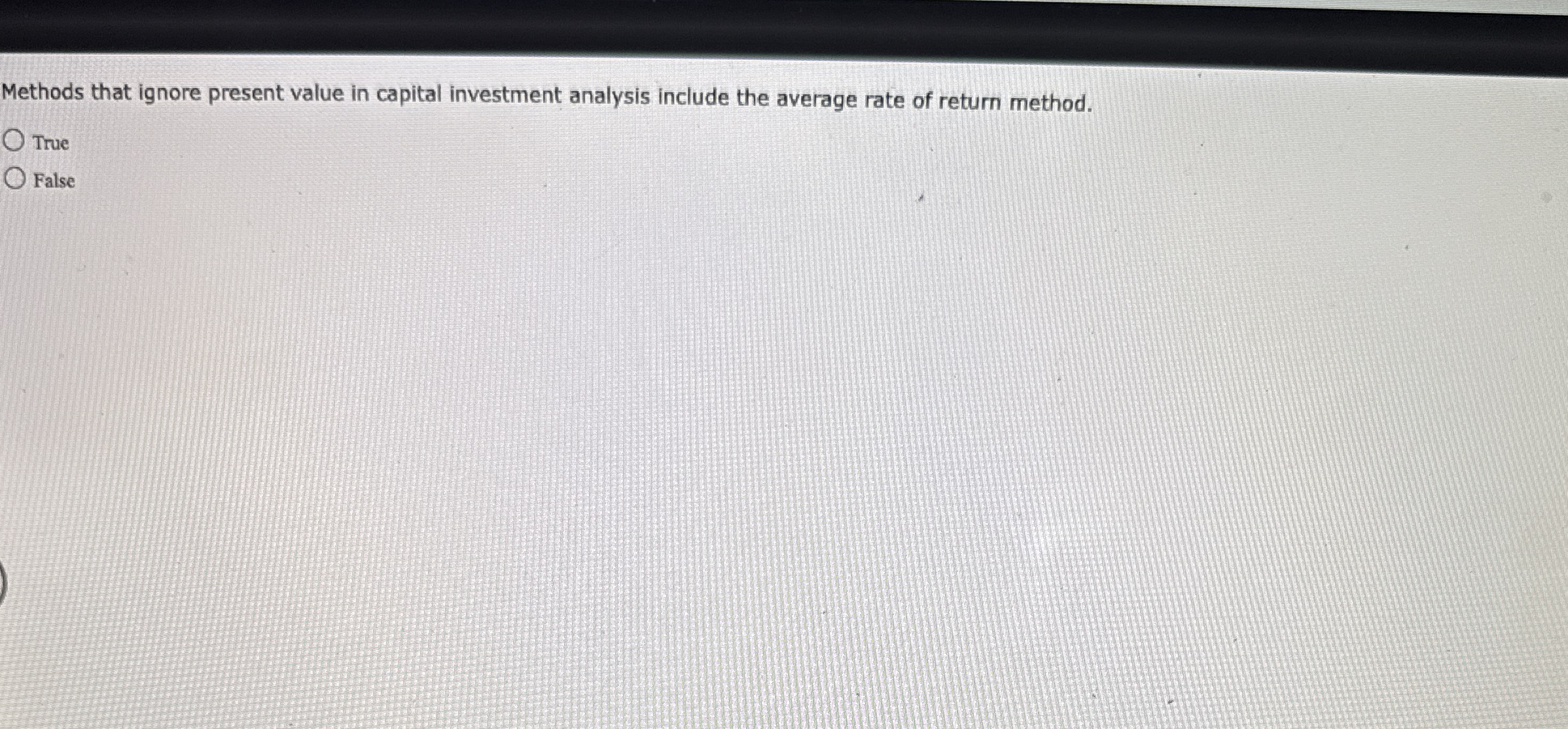 Methods that ignore present value in capital