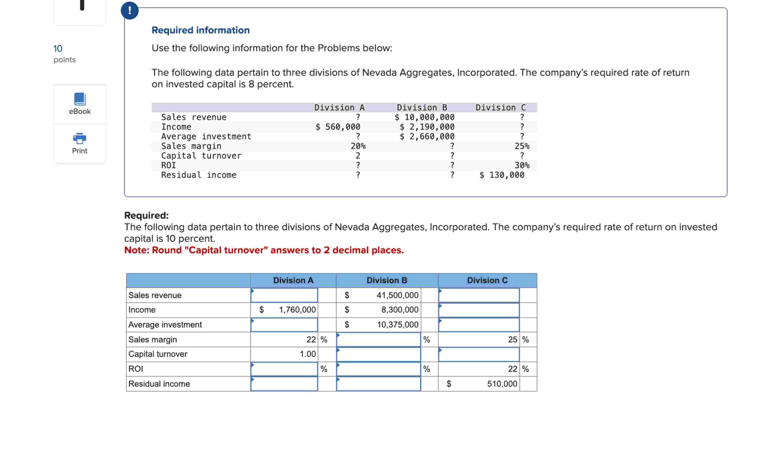 Required information Use the following