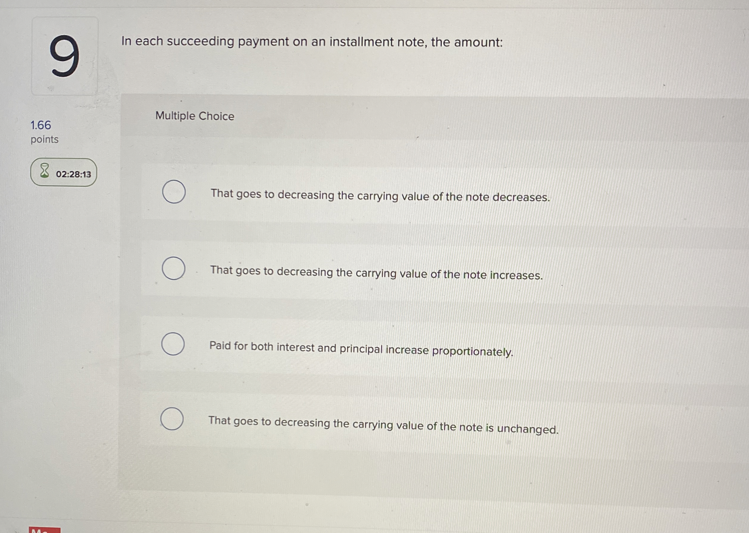 9 In each succeeding payment on an installment