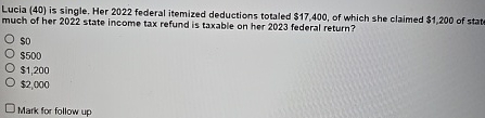 Lucia ( 4 0 ) is single. Her 2 0 2 2 federal