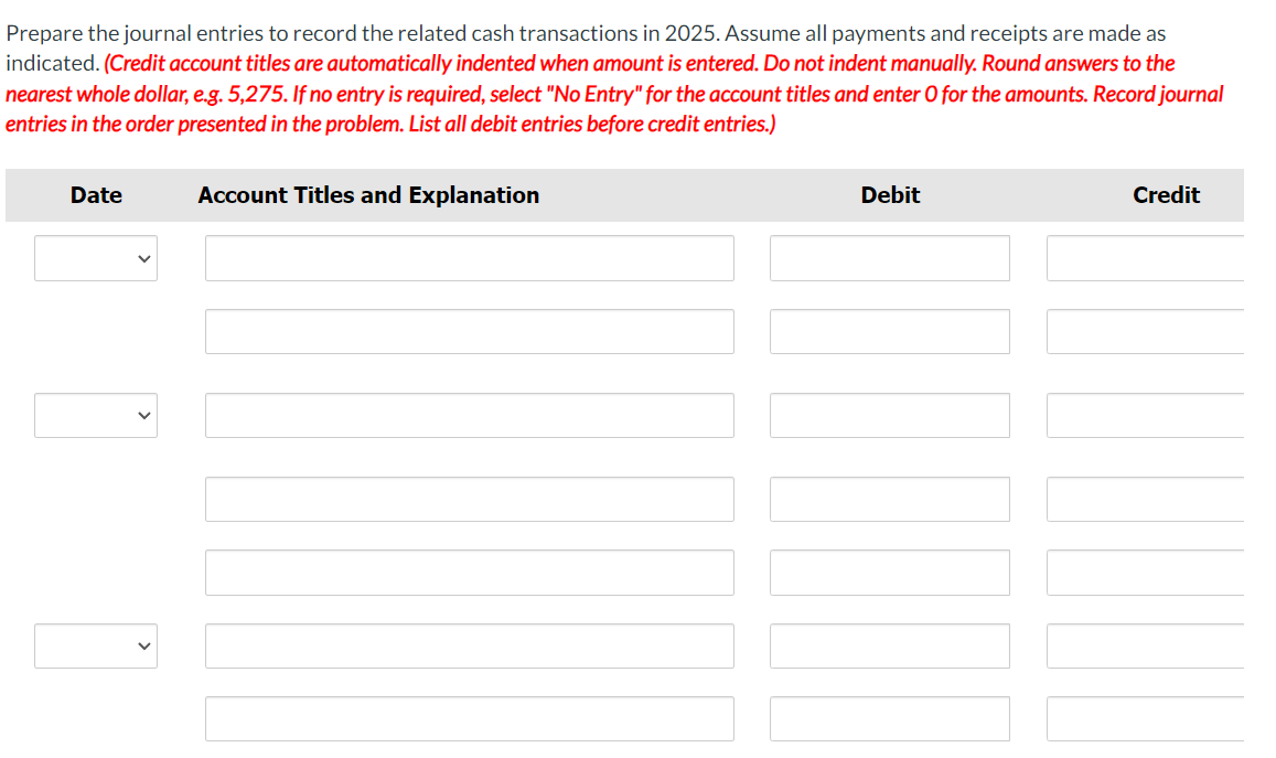 No. Date Account Titles and Explanation Debit