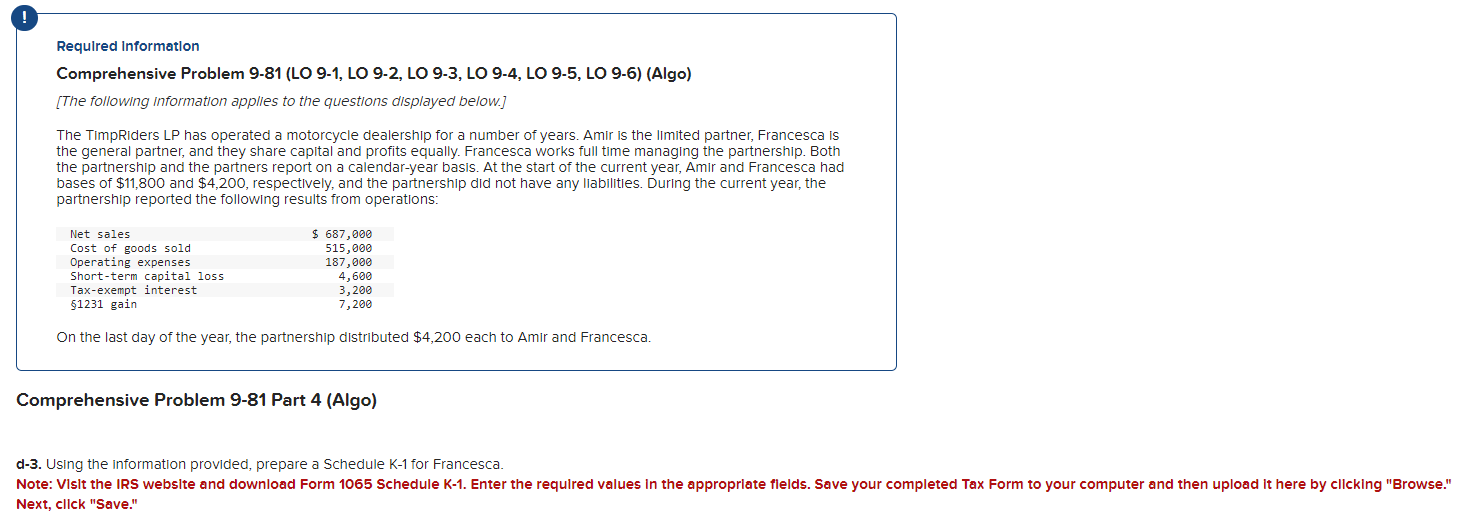 d - 3 . Using the information provided, prepare a