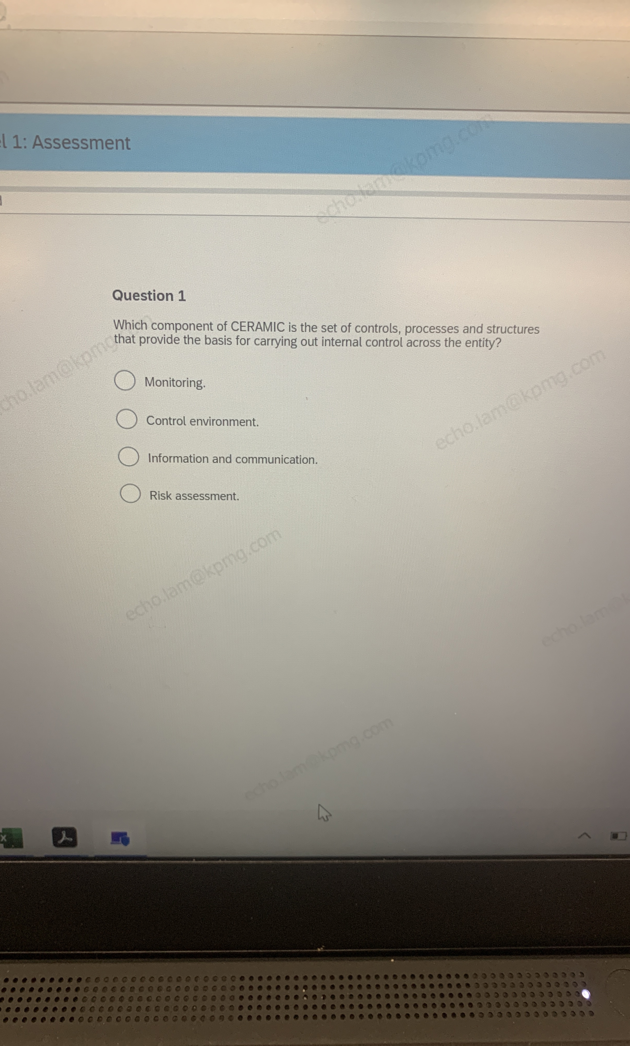 I 1 : Assessment Question 1 Which component of