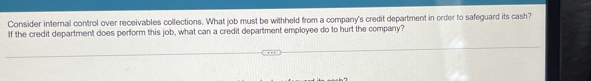 Consider internal control over receivables