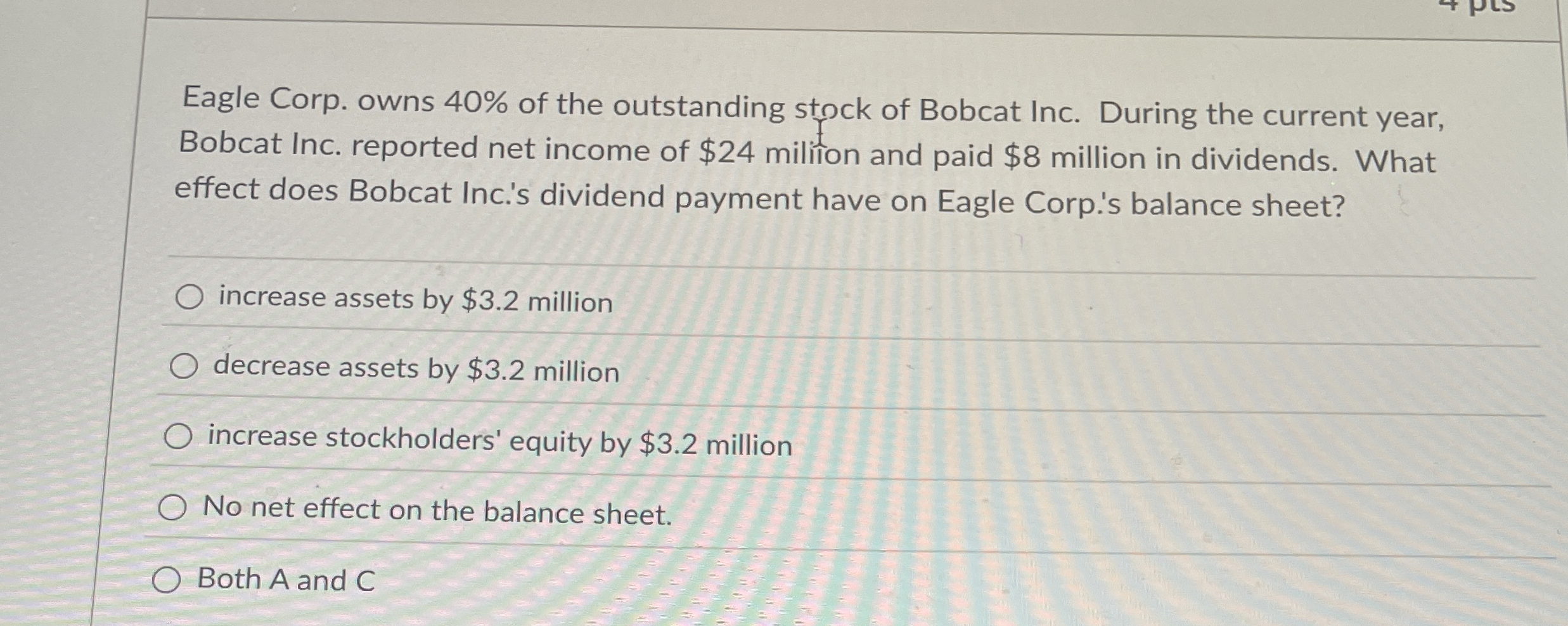 Eagle Corp. owns 4 0 % of the outstanding stock