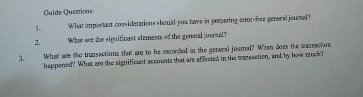 Al about accounting Guide Questions: 1. What