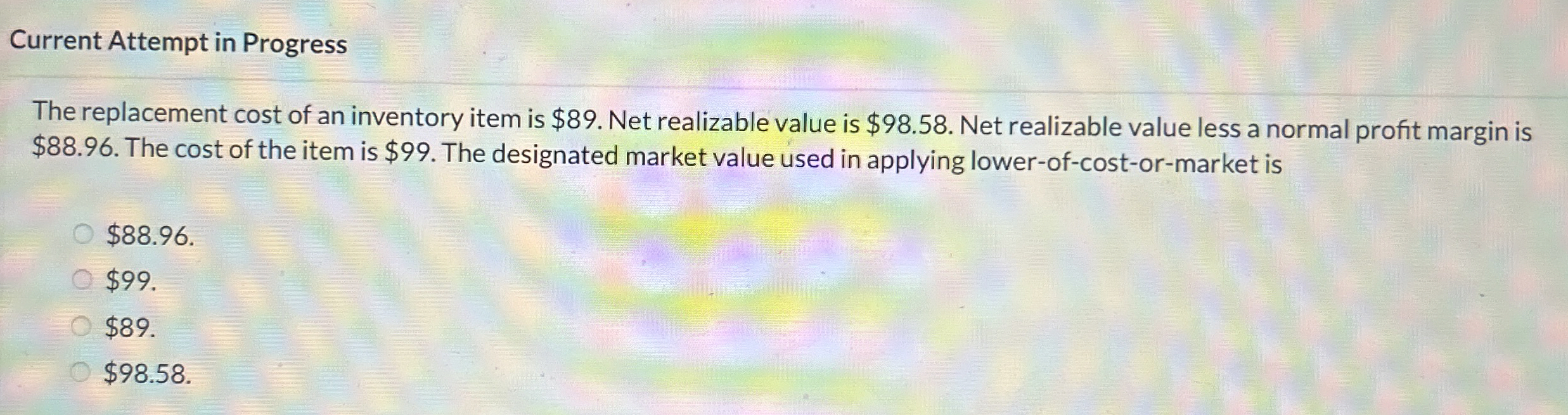 Current Attempt in Progress The replacement cost