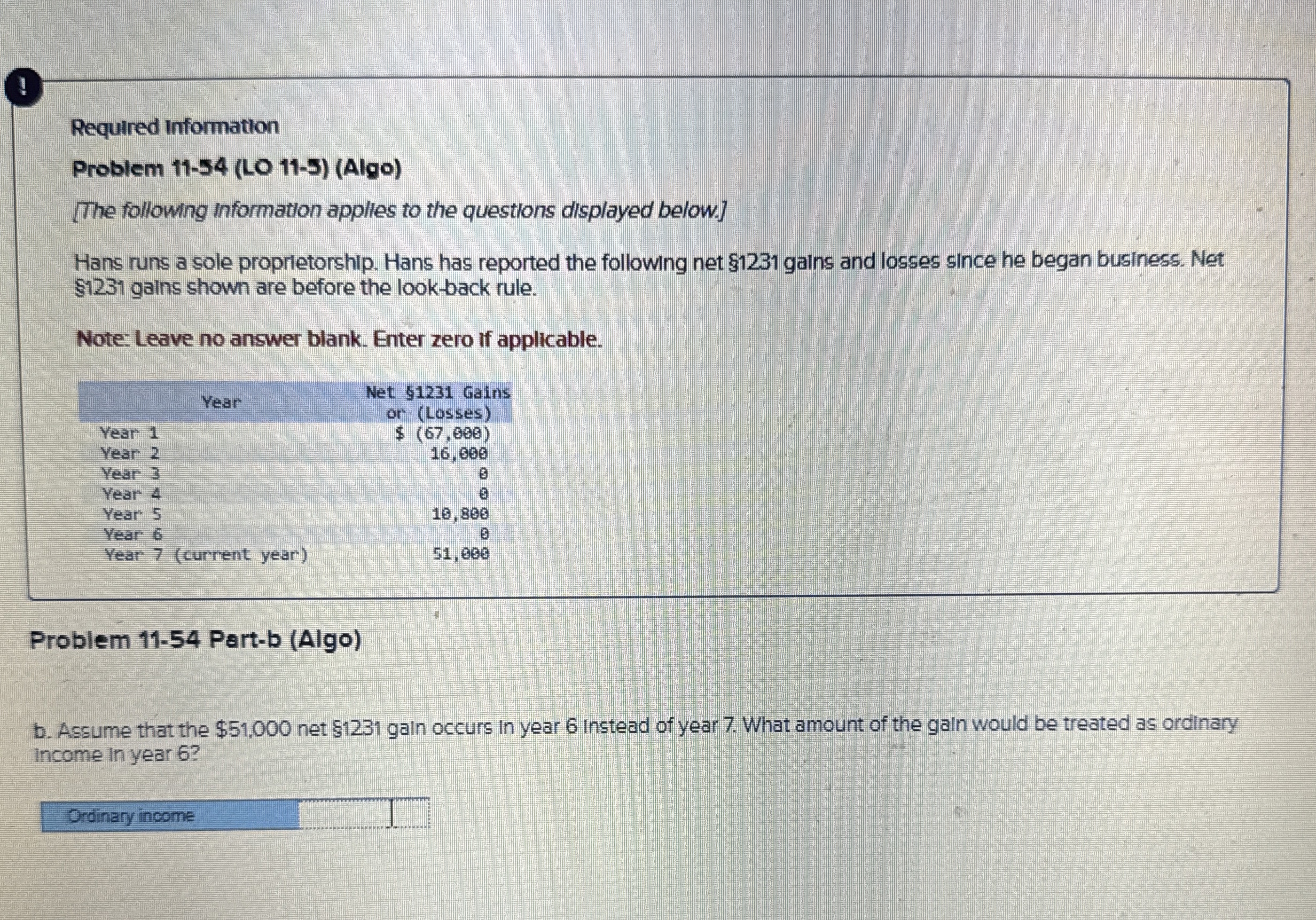 ( 4 Required information Problem 1 1 - 5 4 ( LO 1