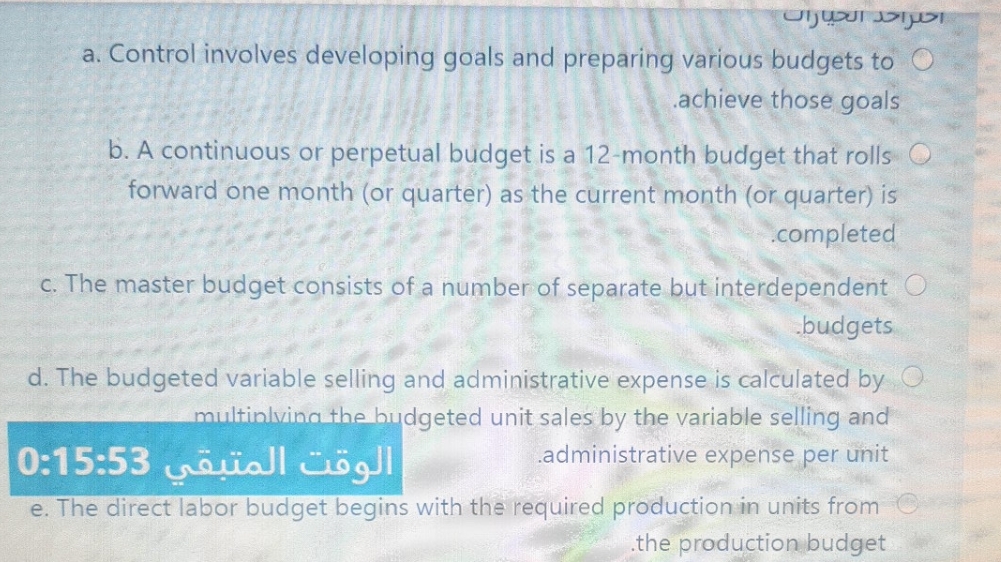 which is false? a. Control involves developing