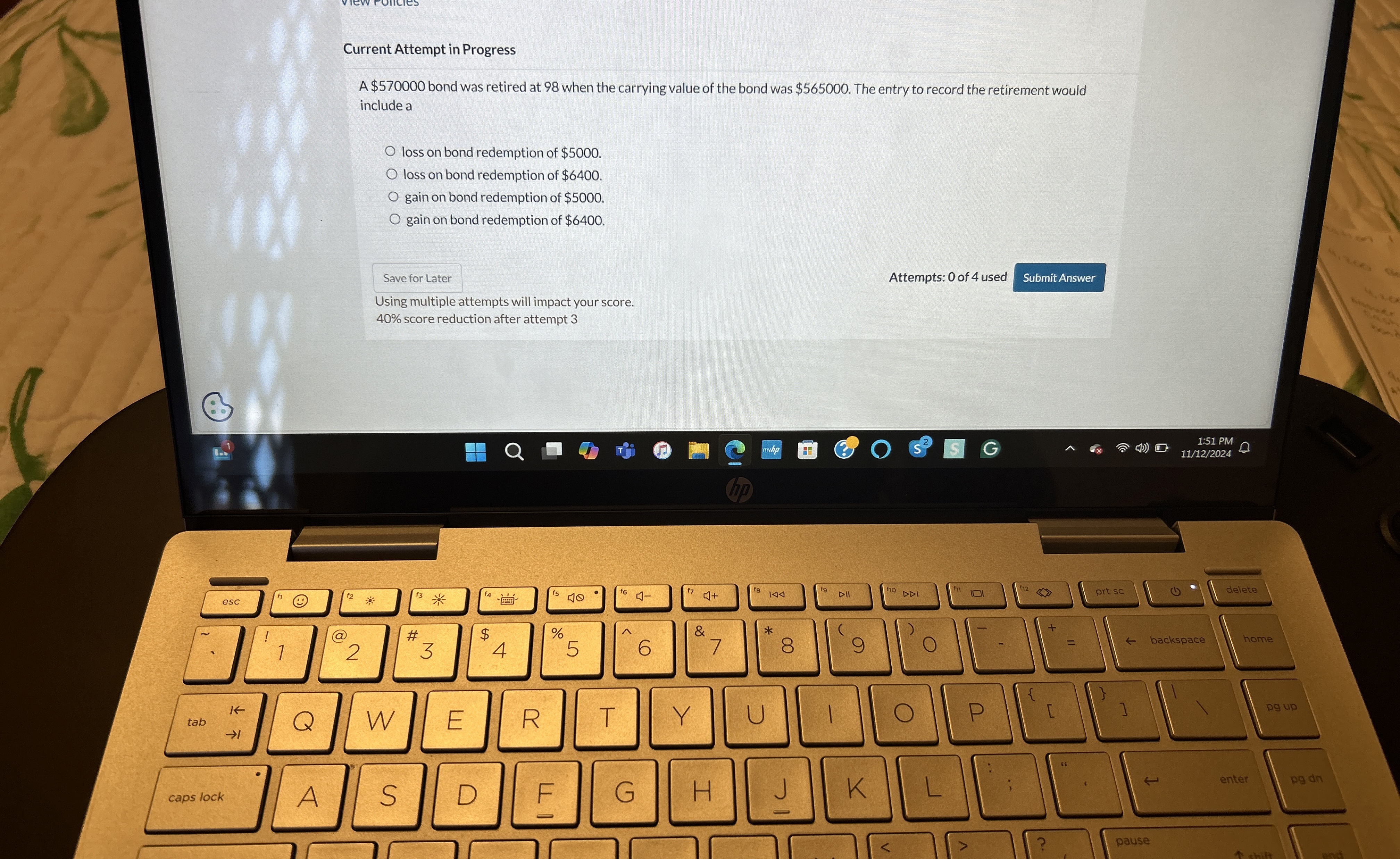 Current Attempt in Progress A $ 5 7 0 0 0 0 bond