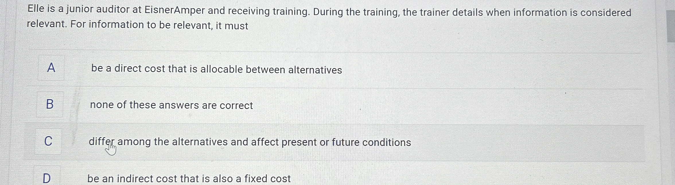 Elle is a junior auditor at EisnerAmper and