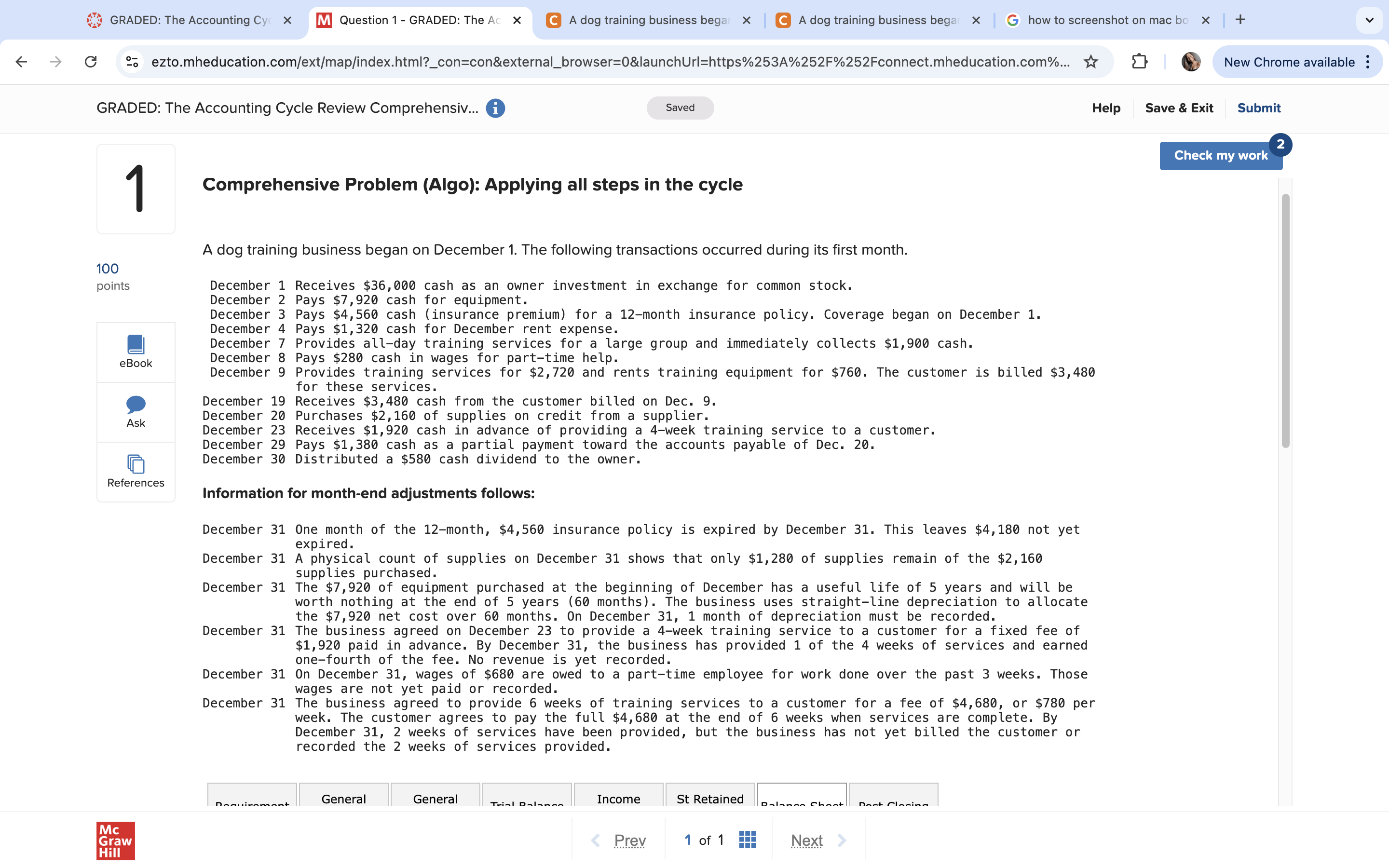 GRADED: The Accounting Cyc X M Question 1 -