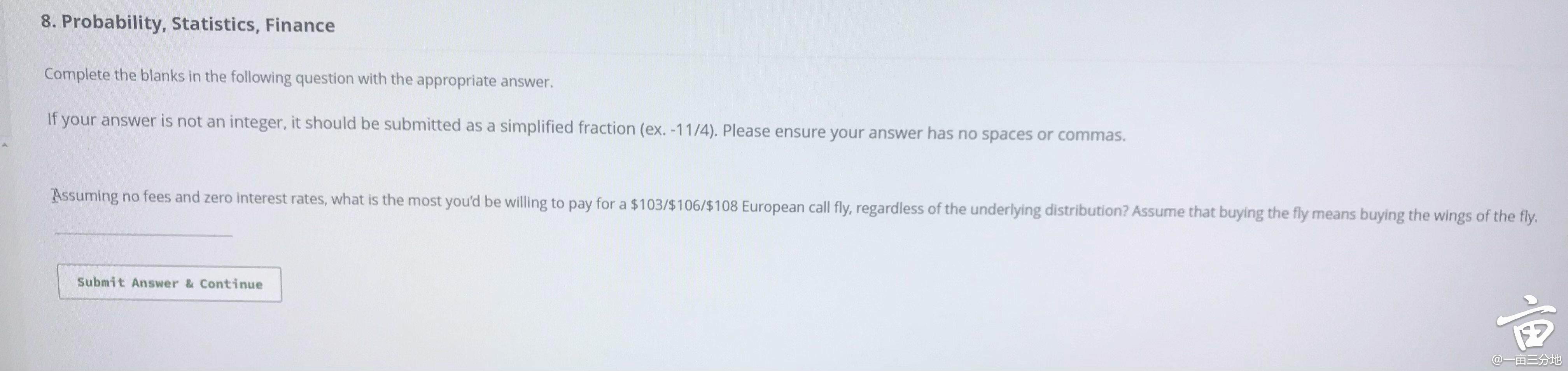 8. Probability, Statistics, Finance Complete the