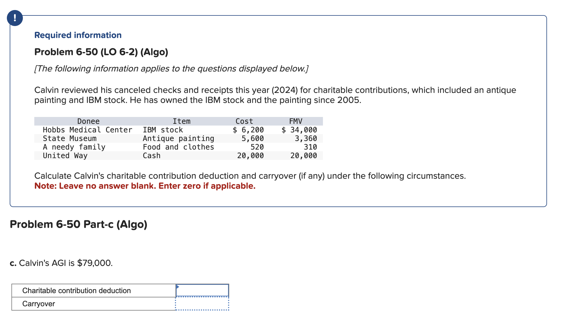 ! Required information Problem 6 - 5 0 ( LO 6 - 2