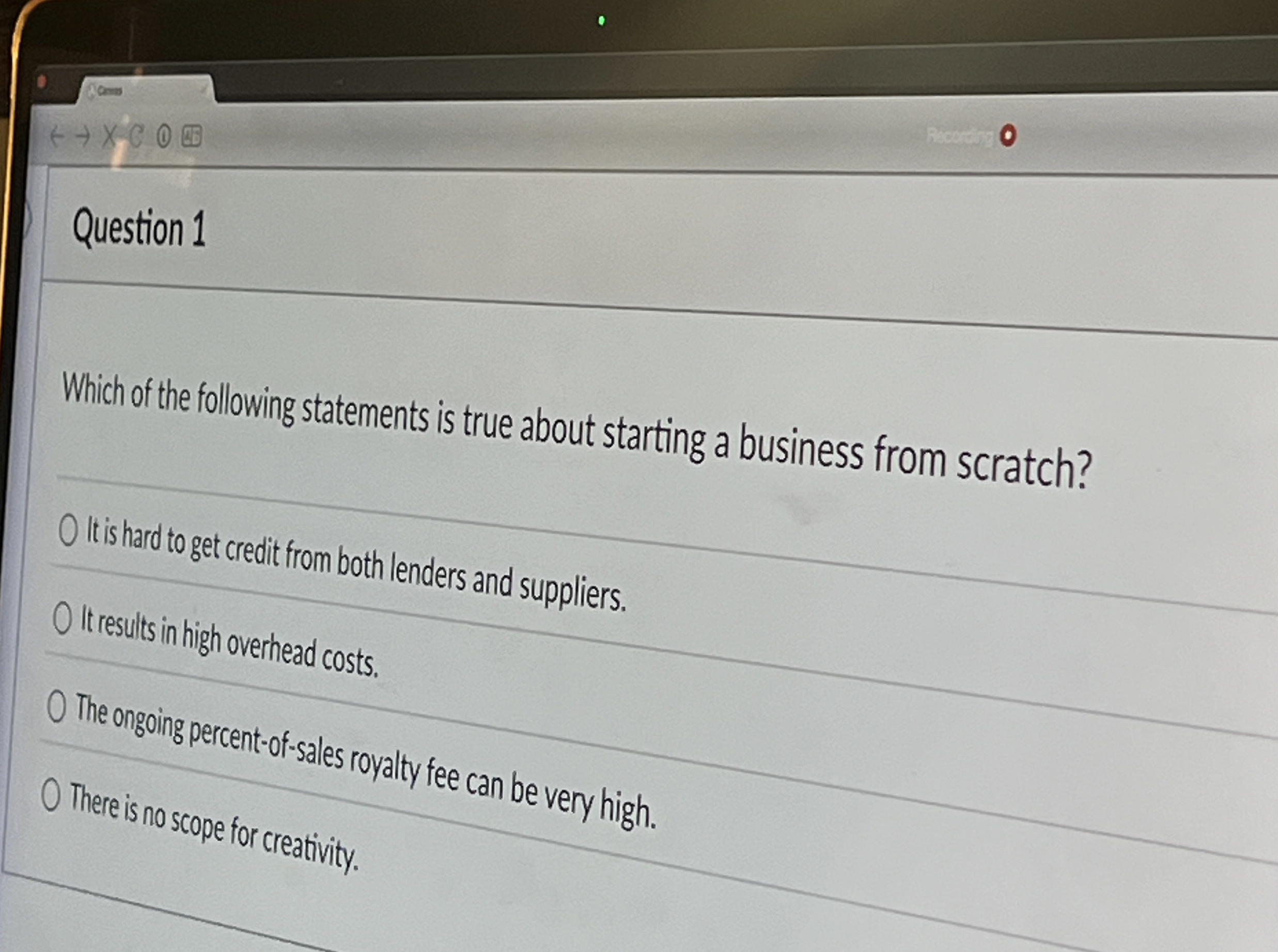 Question 1 Which of the following statements is