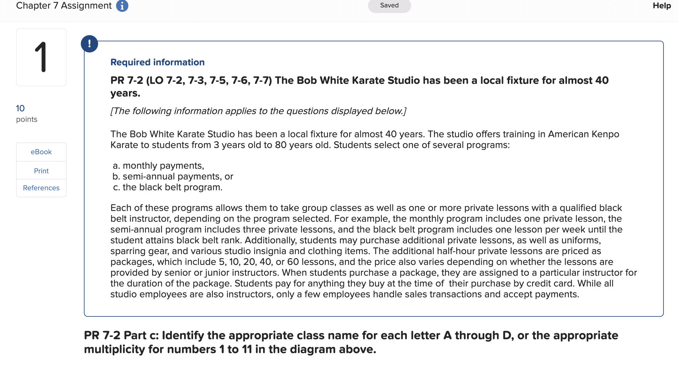 PR 7 - 2 Part c: Identify the appropriate class