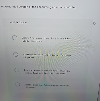 An expanded version of the accounting equation