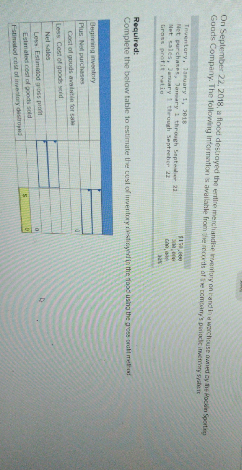 please do the answer On September 22, 2018, a