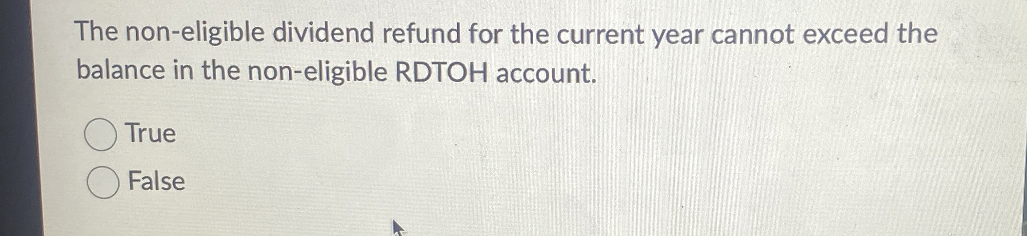 The non - eligible dividend refund for the