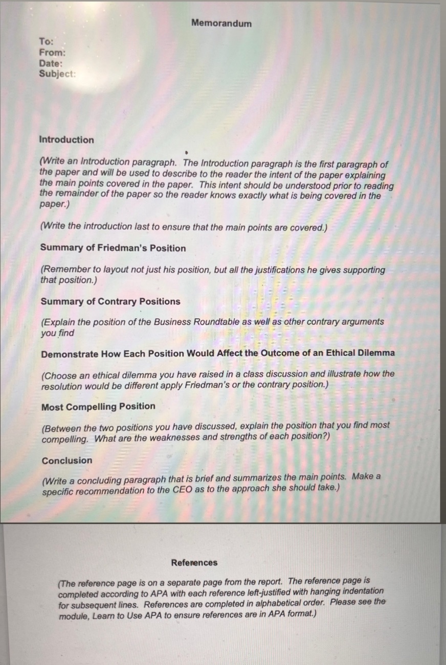 I have an assignment which is called an Business