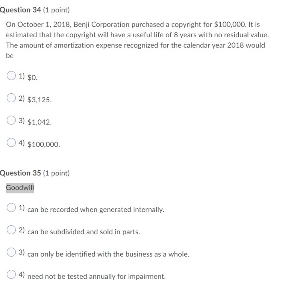 I need help please Question 34 (1 point) On
