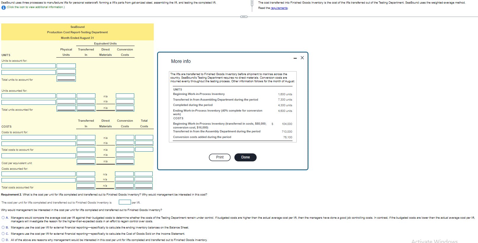 Requirement 2 . What is the cost per unit for