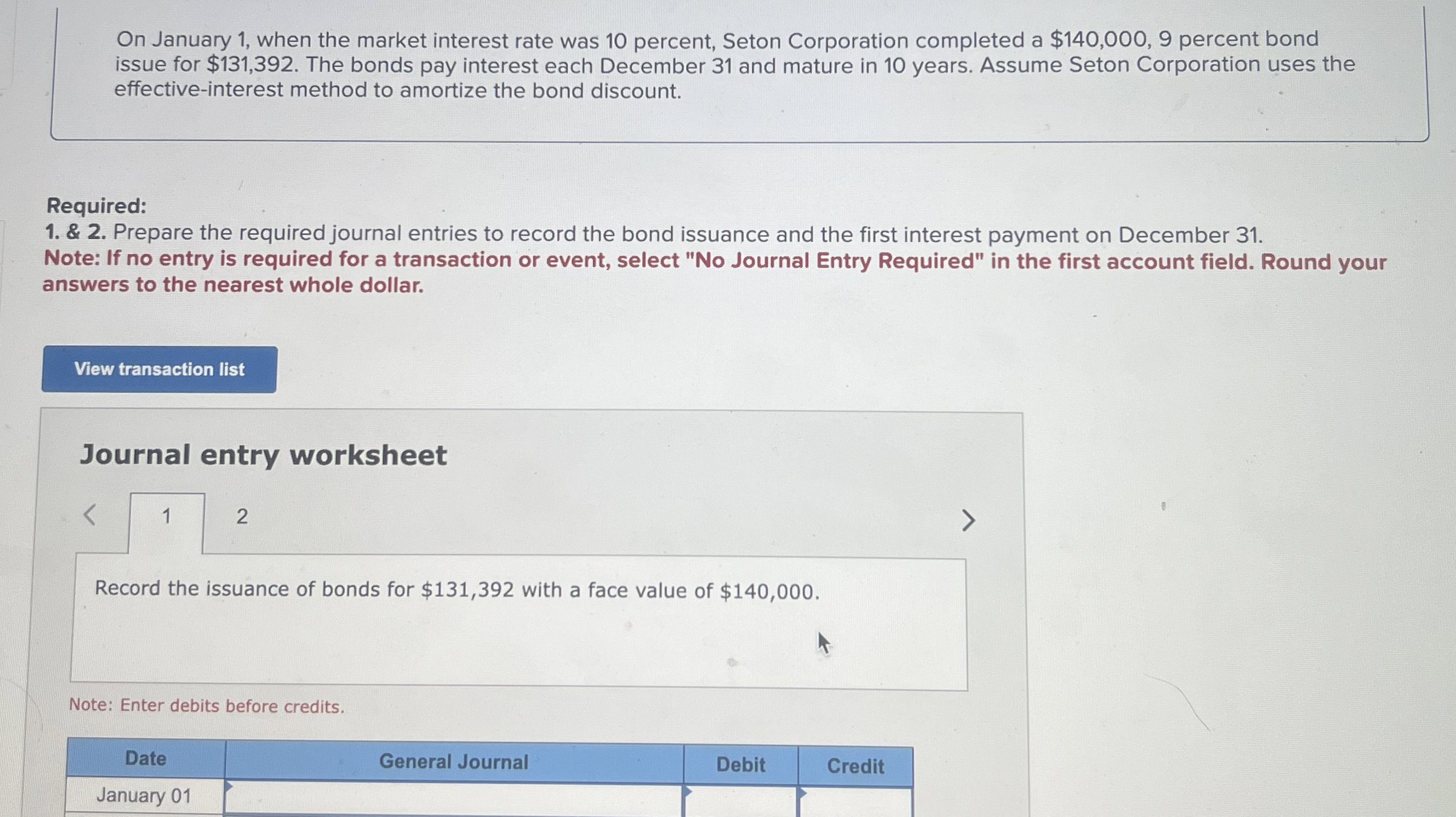 On January 1 , when the market interest rate was