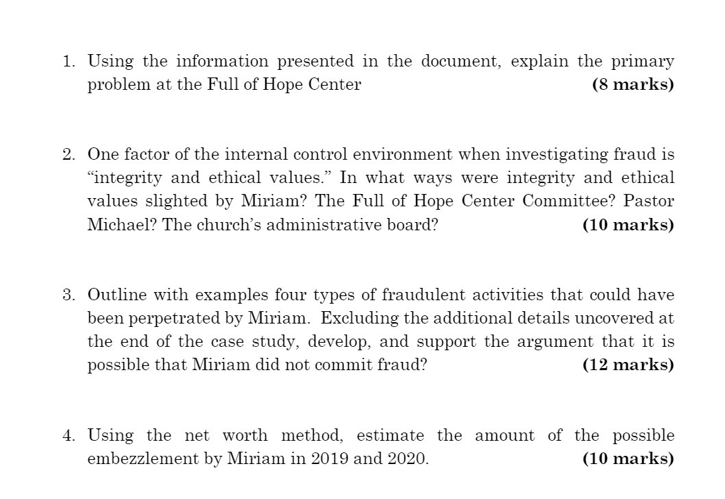 1. Using the information presented in the