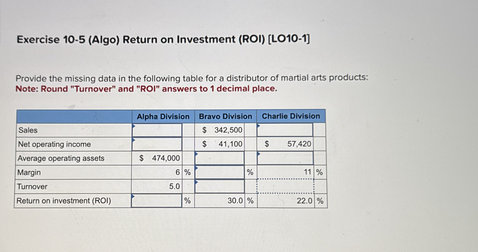 Exercise 1 0 - 5 ( Algo ) Return on Investment (